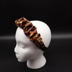 Satin Cheetah print Scrunchie headband